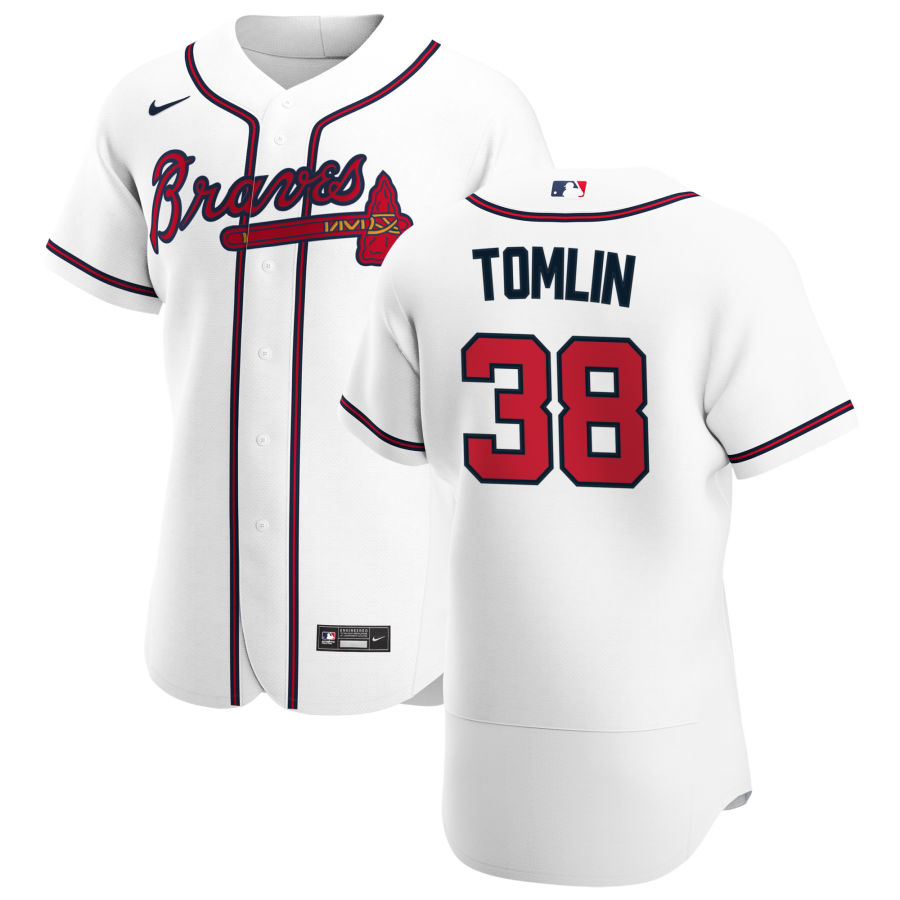 Atlanta Braves #38 Josh Tomlin Men Nike White Home 2020 Authentic Player MLB Jersey->atlanta braves->MLB Jersey
